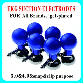 03 Многофункциональные всасывающие электроды для ЭКГ с покрытием Agcl, 3,0 и 4,0, с защелкой и зажимом, электрокардиограф для ЭКГ, аксессуары для ЭКГ