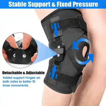 1 шт. Шарнирный коленный бандаж, поддерживающий гелевую опору для надколенника со съемными двусторонними стабилизаторами, снимает артрит, разрыв мениска Acl