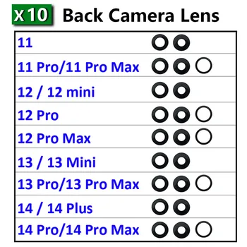 10 шт./лот, Стеклянный Объектив задней камеры С Клейкой Наклейкой Для iPhone 6 6s 7 8 Plus X XR XS Max 11 12 13 14 Pro Plus Mini Max
