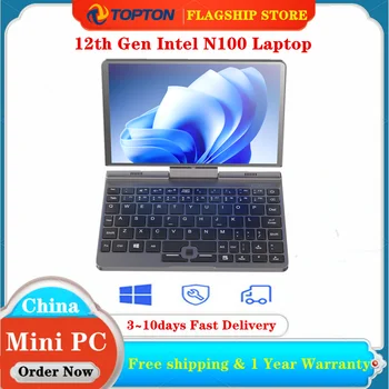 12th Gen Intel N100 Мини Портативный Ноутбук 8 Дюймов Сенсорный IPS Экран 12G DDR5 Windows 11 Игровой Ноутбук Планшет 2 в 1 WiFi6 BT5.2