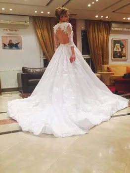 2018 vestido de noiva, модное кружевное свадебное платье с замочной скважиной сзади, кружевное платье с длинным рукавом и аппликацией из жемчуга, платья для матери невесты