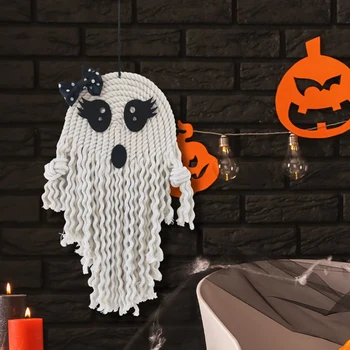 2шт Гирлянда на Хэллоуин с привидением, висящая на стене. Украшение для вечеринки в честь Хэллоуина, поделки для детей, простая установка, простота в использовании