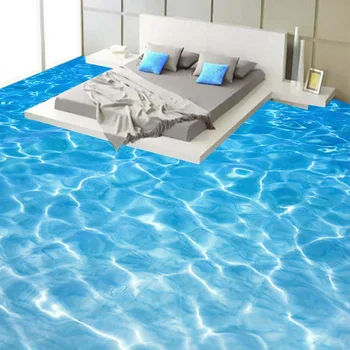 3D обои Современная морская вода Фотообои Наклейка Ванная комната Спальня ПВХ Водонепроницаемая 3D напольная плитка Виниловые обои Papel De Parede