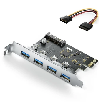 4 Порта USB 3,0 PCI-E Карта расширения PCI-Express PCIe USB 3,0 концентратор Адаптер USB3.0 4 Порта PCIe-USB Адаптер для ПК