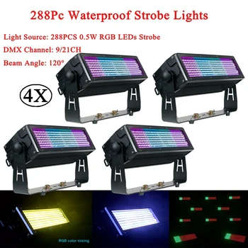 4 шт./лот, RGB 3В1, водонепроницаемый светодиодный стробоскоп для сценической дискотеки, DJ-вечеринки, свадебной дискотеки, с управлением DMX 512 по 9/21 каналам