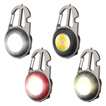 4 Шт. светодиодные мини-фонарики COB, 7 режимов освещения, брелок для ключей, фонарик 500 Люмен, яркий карманный фонарик, перезаряжаемый