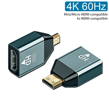 4K 60HZ Mini Micro HDMI-совместимый адаптерный конвертер для ноутбука, видеокарты, камеры, ТВ-монитора, HD-адаптера, передачи аудио-видео