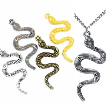 5шт 53x23 мм, винтажная подвеска в форме змеи, шарм для ногтей, Ретро-ожерелье, серьги, ювелирные аксессуары в простом стиле