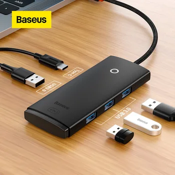 Baseus USB Type-C концентратор 4 Порта USB 3.0 от USB-A до Type C Концентратор Type C к USB-адаптеру для Компьютера, Ноутбука MacBook Pro Air, USB-разветвителя