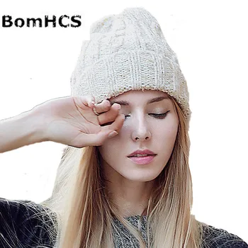 BomHCS Унисекс, Модная зимняя теплая Мешковатая шапочка, Вязаная шапка ручной работы, Женская шапка, мужская кепка