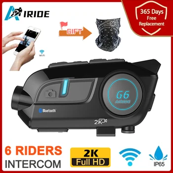 G6 Bluetooth 5.0 Мотоциклетный Домофон, шлем, Гарнитура, Беспроводной Водонепроницаемый, 6 Райдеров, 1440P 2K Видео, WiFi, видеорегистратор для мотоцикла