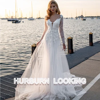 HERBURN Модные Свадебные Платья Из Тюля С Глубокими Цветами, Новое Поступление 2023, Стильные Персонализированные Vestidos De Novia, Vestido De Casamento