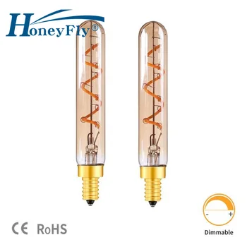 HoneyFly 2шт LED T20 Dimmable Tube AC E14 220V E12 110V 2W Точечный Светильник Длиной 120 мм Bbulb Flute Tube Теплый Белый