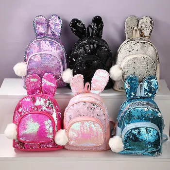 JY Детский рюкзак с блестками для девочек, повседневный рюкзак с кроликом для студентов на открытом воздухе 23*22.5*10.5 CM P