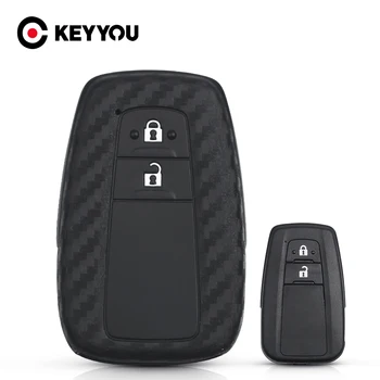 KEYYOU Силиконовый чехол для автомобильных ключей с 2 кнопками для Toyota CHR C-HR 2017 2018 Prius, автомобильный Стайлинг, чехол-брелок с дистанционным управлением