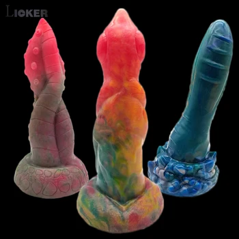 Licker Лимитированная серия Большой Инопланетный Фаллоимитатор Мягкая Силиконовая Многоцветная Анальная пробка G Spot, Стимулирующая Взрослый продукт, Магазин фантазийных секс-игрушек