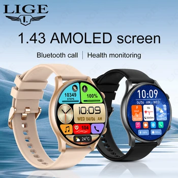 LIGE Смарт-Часы AMOLED HD Экран Смарт-Часы Женские Android iOS Bluetooth Вызов Фитнес-Умные Часы Спортивные Смарт-Браслеты для Мужчин