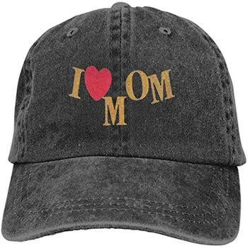 Love Mom Ретро Регулируемая Бейсболка из Хлопчатобумажной джинсовой ткани, шляпа для папы, Джинсовая кепка для улицы, черная