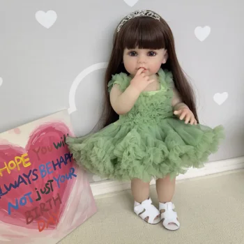 NPK 55 см всего тела мягкая силиконовая виниловая Подставка для Реборна Кукла для маленьких Девочек реалистичная кукла-младенец Рождественский подарок