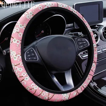 QFHETJIE, модный чехол на руль автомобиля с рисунком вишни, Диаметр внутреннего кольца 38 см, Универсальный тип