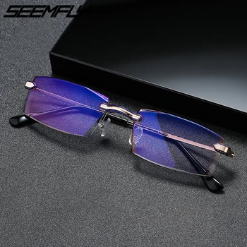 Seemfly-1 -1,5 -2 -2,5 -3 -3,5 -4 Анти-Синие Светящиеся очки Для Близорукости С Отделкой Ретро Квадратные Оптические очки Для близоруких