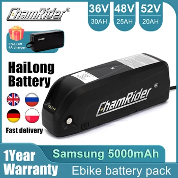 Аккумулятор ChamRider Ebike Hailong Electric Bike 36V 48V 52V 21700 Ячеек Batterie Для 500W 750W 1000W 1500W Двигателя С BMS