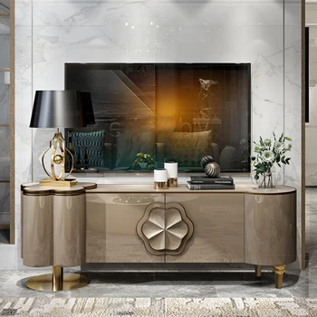 Американский светлый роскошный ТВ-шкаф, журнальный столик, комбинированная дизайнерская модель мебели для комнаты, нержавеющая сталь, постмодерн, Гонконг-st