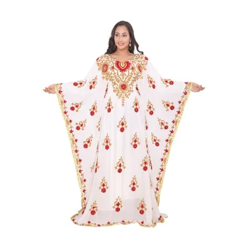 Белый Куртас из Жоржета, Марокканский кафтан, Длинное платье в стиле Абайя, Индийская Одежда
