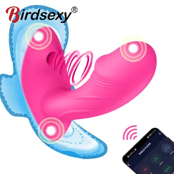 Беспроводной Bluetooth-фаллоимитатор-вибратор для женщин, приложение для дистанционного управления, Вибрирующие трусики, Секс-игрушки для мастурбации женского клитора