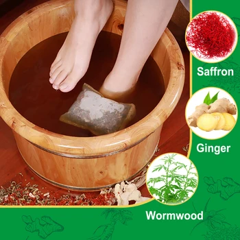 Ванночка для похудения ног с экстрактами имбиря и шафрана для устранения простуды и отеков ног, китайская травяная ванночка для ног, 12 упаковок EIG88