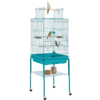 Верхняя клетка для птиц с подвижной подставкой, аксессуары для голубей бирюзового цвета