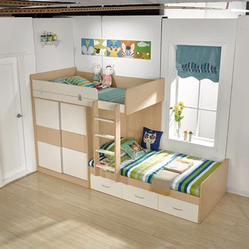 Детская двухъярусная кровать со шкафом для одежды на заказ