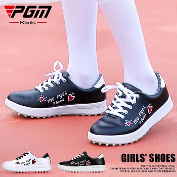 Детская обувь для гольфа PGM, водонепроницаемые повседневные спортивные кроссовки для девочек, дышащие нескользящие кроссовки на шнуровке XZ121, Оптовая продажа