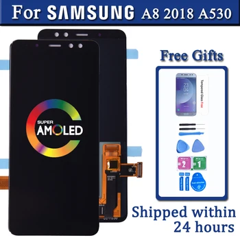 Дисплей Super Amoled Для SAMSUNG GALAXY A8 2018 A530 A530F ЖК-дисплей с Сенсорным экраном и Цифровым Преобразователем В Сборе A8 2018 Duos LCD A530F /DS Brightn
