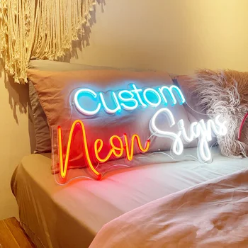 Изготовленная на заказ Неоновая Вывеска Night Dimmable Led Neon Light Логотип компании Бизнес-знак DIY Буквы Название Свадебный Декор для спальни Настенный светильник