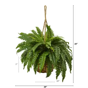 Искусственное растение бостонский папоротник в подвесной корзине