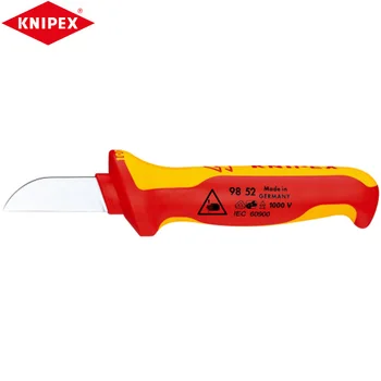 Кабельный нож KNIPEX 98 52 С электрической изоляцией Противоскользящий Мягкий Материал С Возможностью Регулировки крутящего момента Прочное Фиксированное Прямое лезвие