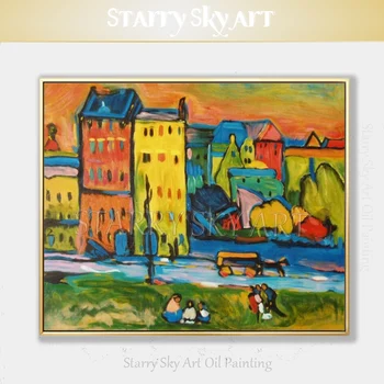Квалифицированный художник, ручная роспись, высококачественный красочный пейзаж дома, картина маслом на холсте, красивый дом в Мюнхене, картина маслом