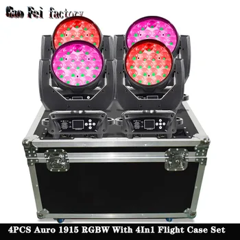 Комплект Кейсов для Полета 4в1 AURA LED Moving Head 19X15 Вт Lyre Zoom Wash DMX Подсветка DJ Эффект Вращающегося Луча RGBW 4в1 Для Дискотеки