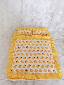 Комплект постельного белья для куклы BJD из 4 предметов, хлопковое постельное белье 