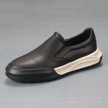 Корейская версия тренда новой повседневной обуви, кожаная простая мужская обувь на толстой подошве, мужская обувь lazy foot Gaokao