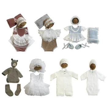 Кружевной комбинезон для новорожденных, одежда для малышей, Детское боди, Комбинезон для младенцев со шляпой