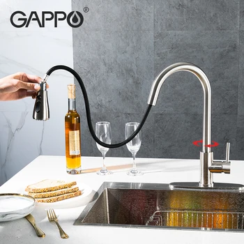 Кухонный кран Gappo Из нержавеющей стали, Выдвижной Смеситель для раковины, Кран для очистки Кухни, Кран для горячей и холодной воды, кран на 360 градусов