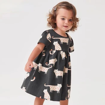 Летнее Новое детское платье в европейском и американском стиле, Новое платье для девочек с коротким рукавом и принтом