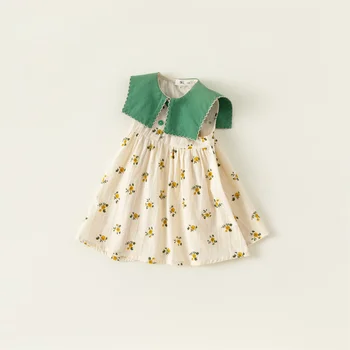Летний костюм для девочки, детское элегантное платье с милым маленьким квадратным воротничком, Детское платье Принцессы, платья для девочек, детские платья, НОВЫЕ