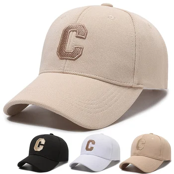 Модная пара бейсболок с вышитой буквой C, маленькая кепка для отдыха, универсальный солнцезащитный козырек, Уличная шляпа