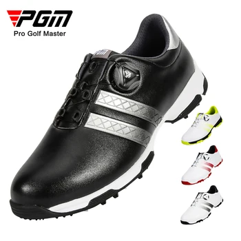Мужская обувь для гольфа PGM, лакированные противоскользящие шипы, Водонепроницаемые дышащие повседневные кроссовки с быстрой шнуровкой, Спортивная обувь для гольфа