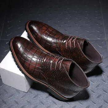 Мужские повседневные кожаные ботинки с острым носком, дышащие ботинки Martin на среднем каблуке, мужская обувь