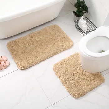 Набор ковриков для ванной из микрофибры U-образной формы и прямоугольных ковриков для туалета, Противоскользящие Коврики для пола в ванной, которые можно стирать в машине