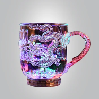 Новинка, волшебный светодиодный дракон, индуктивная чашка цвета радуги, ночные светильники, светящиеся разноцветные принадлежности для вечеринки, лампа для декора бара